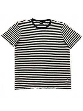 Hugo Mens Cotton Linen Navy Blue White Striped T Shirt Size Medium